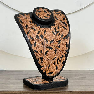 Support de Présentation pour Colliers Western en Cuir Véritable, Fait Main, Motif Floral, Porte-Bijoux Rustique, Accessoires de Décoration pour Boutique - Product Image 2