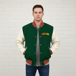 Blouson universitaire d'hiver personnalisé pour homme en coton écologique, coupe-vent, imperméable, design patchwork, col montant, vente en gros - Product Image 4