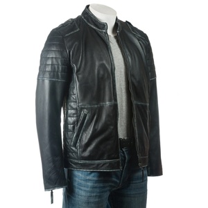Genuine <b>Sheepskin</b> Bomber Leather <b>Jacket</b> Men Motorcycle Leather <b>Jackets</b> Black Color Leather <b>Jacket</b> For Men - Product Image 1