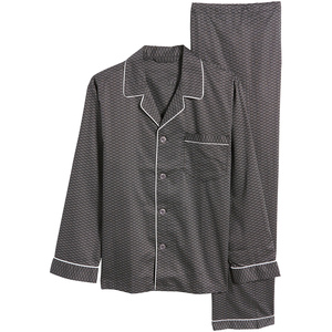Vintage <b>Men</b> Silk Sleepwear <b>Set</b> Long Sleeve <b>Pajamas</b> <b>Set</b> Solid Color Luxury Nightwear Breathable Home Suit <b>Set</b> <b>For</b> <b>Men</b> - Product Image 4