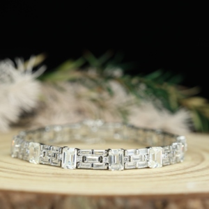 S925 Hip Hop Gold Plated Tennis Bracelet with Iced Cubic Diamond Baguette Cut for Women-Wedding Party <b>Gift</b> - Product Image 3