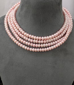 Collier de perles d'eau douce roses naturelles AAAA+ 7-7,5 mm, brin de perles de culture 64 pouces, surface lisse, bijoux fins, vente en gros - Product Image 5