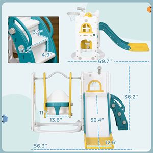 Set Struttura da Arrampicata e Gioco 6-in-1 Giallo per Interni per Bambini 1-3 Anni, Include Canestro da Basket, Struttura da Arrampicata, Telescopio e Contenitore - Product Image 3