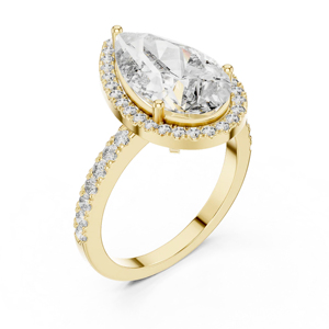 Anillo de compromiso con diamante talla pera en oro amarillo, estilo clásico para mujer - Product Image 1