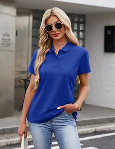 เสื้อโปโลผู้หญิง สีขาว ปกคอพับ แขนครึ่งตัว สวมใส่สบายๆ สำหรับสุภาพสตรี - Product Image 1