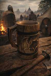 Classical Vintage Wine Mug with Handle Wood <b>Work</b> Handicraft Natural Wood Beer Tea Coffee <b>Cup</b> Mug From India <b>for</b> Party - Product Image 2