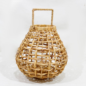 Artex Dong Thap Water Hyacinth Lantern <b>Candle</b> Holder With Braided <b>Square</b> Handle - Product Image 2