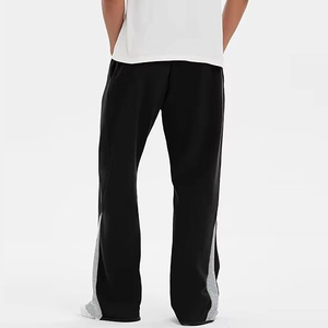 Pantalones Deportivos Negros con Corte Acampanado para Hombre, Marca Spark, con Franja Lateral Gris, Cintura Elástica, Ropa Casual, 100% Algodón, Invierno - Product Image 3