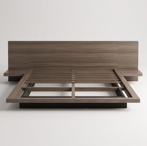 Wodee Minimalist <b>Platform</b> <b>Bed</b> <b>Frame</b> King Size Solid Wood With Lighted Headboard Modern Bedroom Furniture - Product Image 2