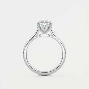 Bague de fiançailles style cathédrale avec halo caché, diamant de laboratoire taille coussin de 2,80 carats et or blanc 14 carats - Product Image 4