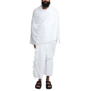 Thobe blanc en coton pour homme, robe de prière longue jusqu'aux chevilles, sans manches, style Moyen-Orient, respirant, coupe ample, Ihram modeste - Product Image 2