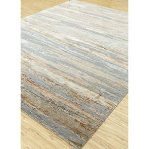 Alfombra de Lana, Bambú y Seda Hecha a Mano, Súper Suave, con Patrón Abstracto para el Hogar y el Pasillo, Alfombras de Jaipur, India, Nudos Tradicionales - Product Image 2