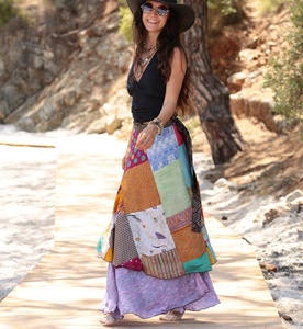 Bohemian Vintage Silk Women Wear Indian Sari Silk <b>Wrap</b> Skirt Dress - Product Image 2