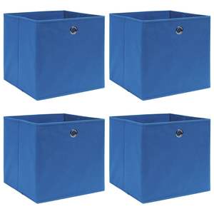 Juego de 4 Cajas de Almacenamiento Decorativas de Tela No Tejida 100% Poliéster Azul - Product Image 1
