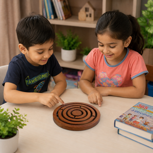 Jeu de société en bois Labyrinthe |   Puzzle de labyrinthe en marbre et bois fait main |   Jeu d'équilibre pour enfants et adultes |   Cadeau de voyage, jouet - Product Image 4