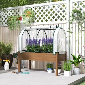 กระถางปลูกต้นไม้กลางแจ้งสีน้ำตาลขนาด 48x22x46 นิ้ว พร้อมผ้าคลุม PE สำหรับปลูกสมุนไพรและผัก - Product Image 2