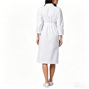 Blouse de laboratoire blanche pour femme, en coton tissé, uniforme d'hôpital, 3 poches, fermeture à boutons-pression, blouse médicale pour médecin - Product Image 3