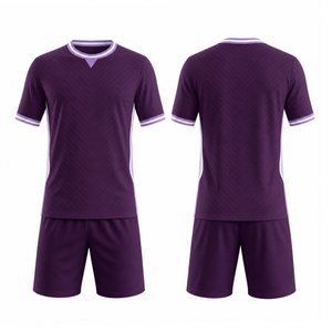 High Quality Deep Purple Soccer uniform Set with Lavender & White Trim Sublimated Football Uniform - Product Image 3