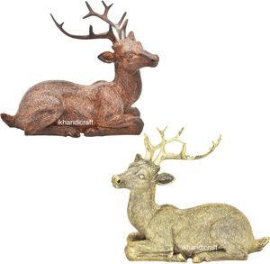 Décoration d'intérieur écologique en aluminium sculpté à la main, style Art Déco, représentant un cerf assis, un fauve couché et un renne, pour table de Noël ou étagère - Product Image 5