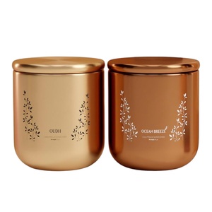 Vela Aromática de Lujo en Frasco de Metal Dorado con Tapa Decorativa de Hojas |   Contenedor Metálico con Acabado de Latón Mate para Decoración del Hogar y Regalos - Product Image 4