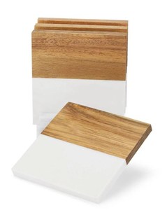 Premium Wooden <b>Marble</b> Beverage Coaster Set Elegant Tea Coffee Cup Holders for Modern Home Restaurant Use - Product Image 2