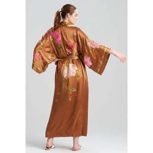 Bata Kimono Floral de Satén para Mujer, Estilo Japonés de Lujo, Larga hasta el Suelo, Cintura Natural con Cinturón, Ropa de Estar Suave, Bata de Spa - Product Image 4