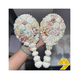 กระจกเปลือกหอยทำมือสุดหรู พร้อมตกแต่งด้วยเปลือกหอยสวยงาม พกพาสะดวก เหมาะสำหรับเป็นของขวัญ ร้านค้าริมชายฝั่ง และการเดินทาง - Product Image 1