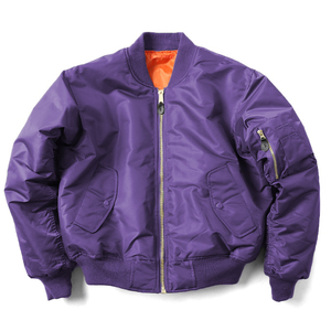 Blouson Bomber Homme Violet Couleur Unie Fermeture Éclair Vêtement d'extérieur Décontracté Coupe Classique Col Rabattu Matière Polyester Idéal pour l'Automne - Product Image 1