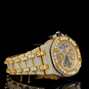 Montre Hip Hop pour homme de 45 mm, taille Jumbo, avec diamants Moissanite VVS 1 de qualité supérieure, entièrement en or jaune, montre automatique de luxe sertie de diamants. - Product Image 6