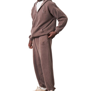 ชุดวอร์มซิปทรงหลวมคุณภาพสูง พิมพ์โลโก้ได้ตามต้องการ สไตล์ล่าสุด คุณภาพเยี่ยม MOQ ต่ำ สำหรับผู้ชาย - Product Image 3