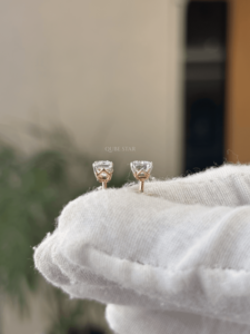Modern 14k Gold Stud Earrings Featuring 0.938 Carat Radiant Cut Lab Grown Diamonds Geometric Open <b>Frame</b> Fine Jewelry For Women - Product Image 3