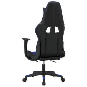 Black and <b>Blue</b> Faux Leather Gaming <b>Chair</b> with Footrest - Product Image 5