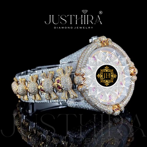 Montres-bracelets de luxe pour hommes, tendance, avec cadran en verre de quartz, motif crâne, et diamants Moissanite, du premier fournisseur indien - Product Image 3