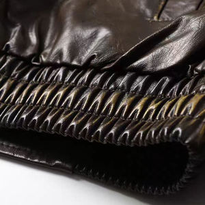 Veste moto en cuir véritable pour homme, couleur unie, col rabattable, fermeture éclair, vêtements décontractés d'automne - Product Image 3