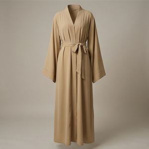 2025 OEM Kimono Abaya pour femmes musulmanes, en tissu polyester épais, doux et très extensible, col en V, manches longues, pour fêtes, Ramadan, mariages - Product Image 1