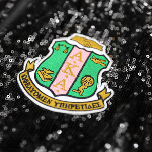 AKA <b>Sequin</b> <b>Jacket</b> Black Pink Sorority Bomber <b>Jacket</b> Glitter Zip Up Women Fashion Statement Party <b>Jacket</b> Stylish Trendy Outfit - Product Image 4