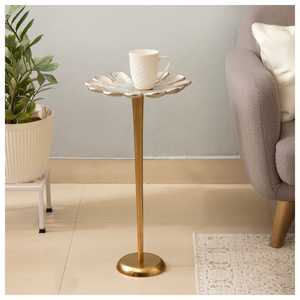 Mesa Consola Moderna y Duradera con Base de Aluminio Ecológico, Tapa con Diseño Floral, Hecha a Mano, Diseño Contemporáneo, Mueble para Sala de Estar - Product Image 5