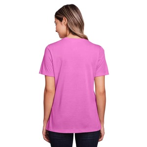 Camiseta Casual de Manga Corta con Cuello Redondo para Mujer, Color Rosa Sólido, Tejido de Punto, Largo Regular, Alta Calidad, Superventas - Product Image 3