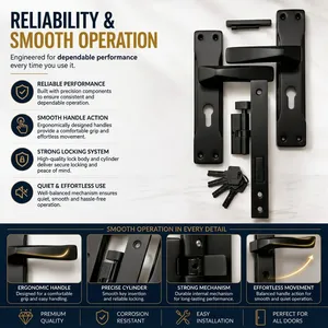 Premium KELLTON Architectural Matte Black Interior Door <b>Lock</b> Set High <b>Security</b> Cylinder Mortise <b>Lock</b> Body Ambidextrous for Home - Product Image 2