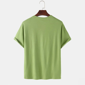 เสื้อยืดผ้าแฟลนเนลปักลายสำหรับผู้ชาย ระบายอากาศได้ดี คุณภาพสูง 220 กรัม แห้งเร็ว แขนสั้น คอปกสีเขียวทะเล ปรับแต่งได้ ผลิตจากผ้าฝ้าย - Product Image 2