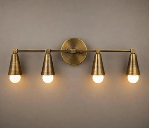 Modern Brass Wall Mount Vanity Light 4-Light Rectangle Indoor Bathroom Fixture - Product Image 5