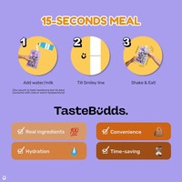 TASTEBUDDS Lot de 5 poudres instantanées de remplacement de repas au champignon, protéines de pois et huile MCT, préparation facile en 15 secondes