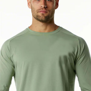 Camiseta de Manga Larga para Hombre, Talla Grande, Personalizada, 100% Algodón, Tejido Waffle Grueso, Térmica, Transpirable, de Secado Rápido, Informal, con Logotipo Frontal - Product Image 5