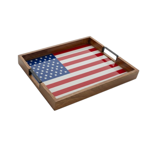 Bandeja de Servir Americana para Festivales, de MDF Lacado, con Bandera Patriótica, Ecológica, Segura para Alimentos, para el Día de los Caídos y el 4 de Julio - Product Image 1