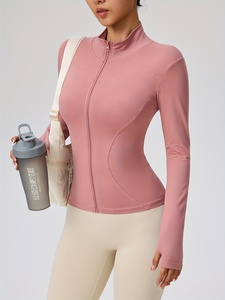 New Arrival Women's Athletic Fitness <b>Workout</b> Yoga <b>Jacket</b> Plus Size Skinny Fit Long Sleeve Quick Dry Zip-Up Spandex/Nylon Set - Product Image 4