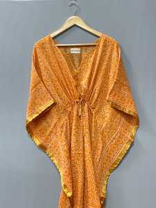 ชุดเดรสยาวแบบคาฟตันผ้าฝ้ายสีเขียวพิมพ์ลาย Bagru ทำมือ เอวธรรมชาติ สำหรับผู้หญิง สวมใส่สบายๆ ลำลอง ความยาวคลุมเท้า เหมาะสำหรับงานปาร์ตี้ - Product Image 3