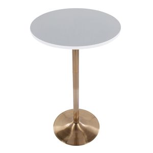 Pebble Gold Metal and <b>White</b> Wood Adjustable <b>Dining</b> or Bar <b>Table</b> Contemporary/Glam Style by - Product Image 2