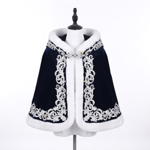Cape de prince de carnaval en velours avec bordure brodée blanche, cape de costume pour adulte, tenue traditionnelle de carnaval - Product Image 3