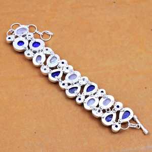 Pulsera de Piedras Preciosas de Lapislázuli y Piedra Lunar Arcoíris, Plata de Ley 925, Joyería Bohemia Hecha a Mano, Pulsera para Mujer, Venta al por Mayor - Product Image 4