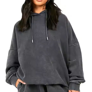 Ensemble de survêtement gris à capuche pour femme, pantalon de survêtement long avec poches latérales, tenue décontractée d'automne, 100% coton respirant, coupe ample - Product Image 2